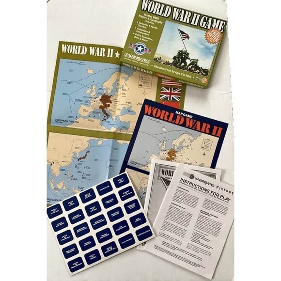 World War II Game Battle Map History Geography Europe Learning Education Deluxe - Picture 2 of 3